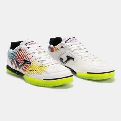 Zapatillas f&uacute;tbol sala Top Flex 25 indoor blanco amarillo rojo