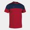 Maillot manches courtes homme Crew V rouge bleu marine