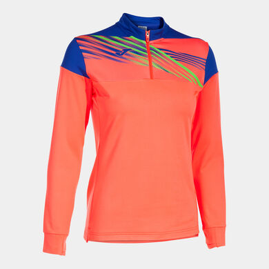 Sweatshirt woman Elite X fluorescent coral royal blue