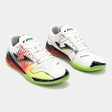 Zapatillas f&uacute;tbol sala Regate Reactive 25 indoor blanco amarillo rojo