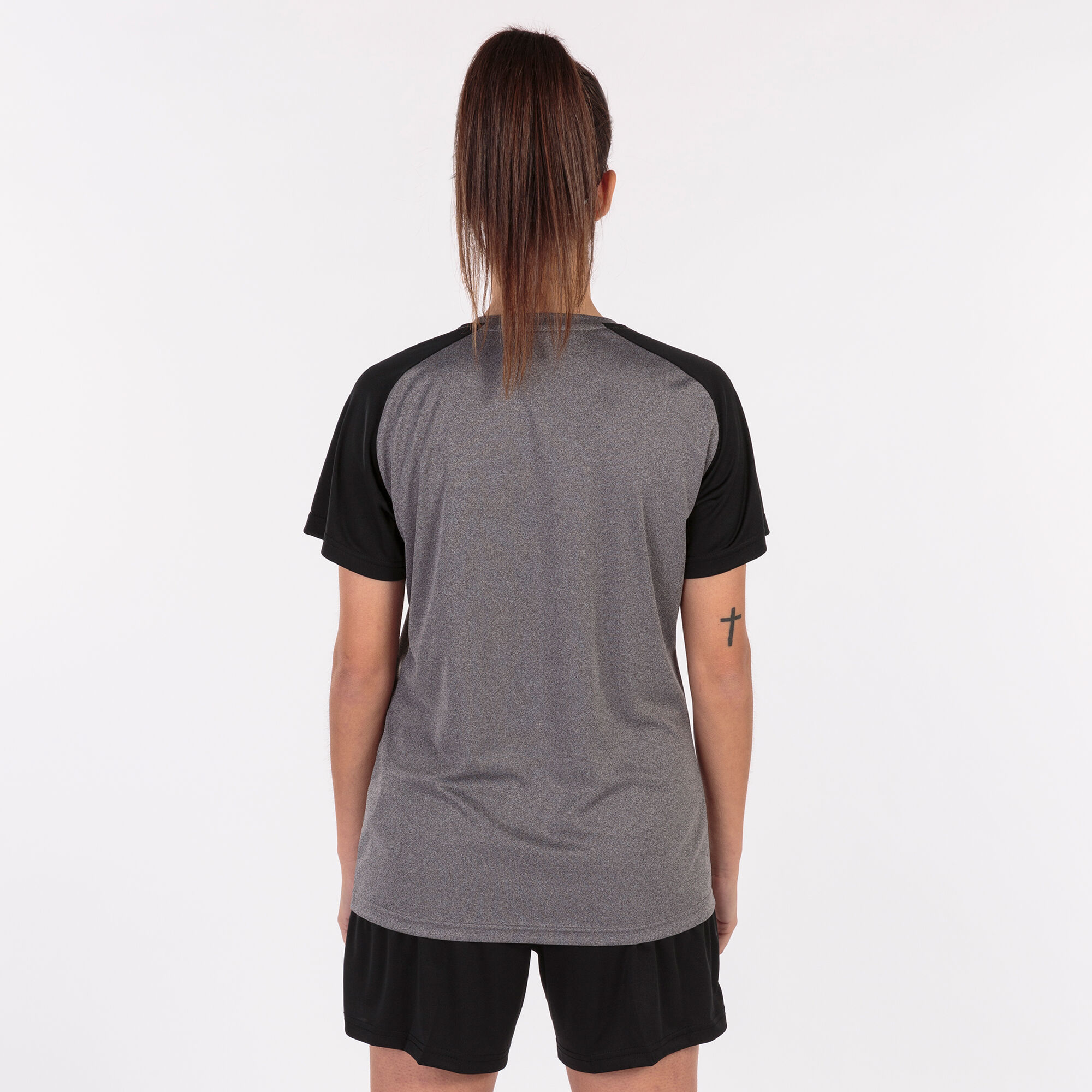 Camiseta manga corta mujer Academy IV gris melange negro