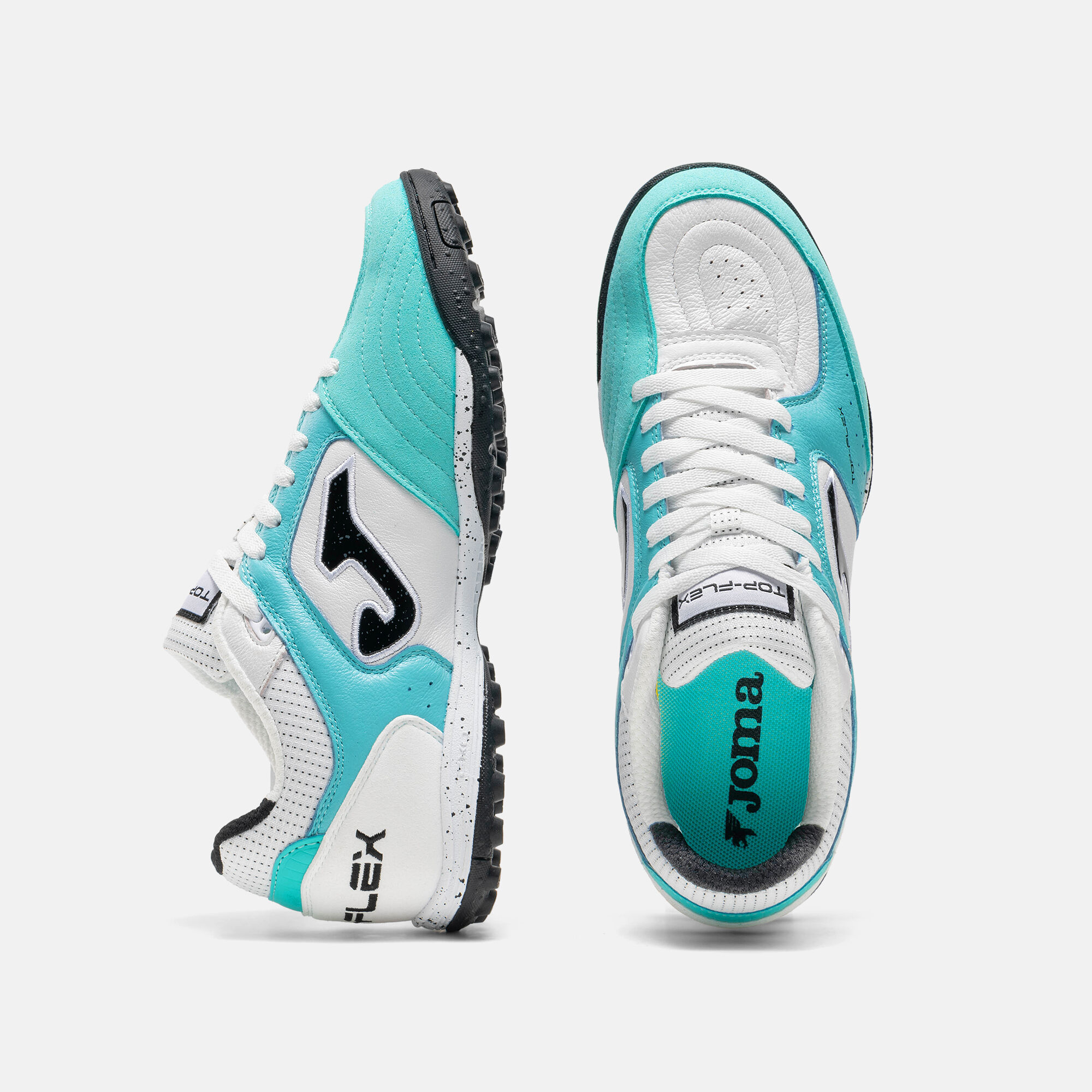 Football boots Top Flex 26 turf fluorescent turquoise white | JOMA®
