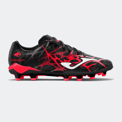 Botas fútbol Super Copa 25 terreno firme FG negro rojo