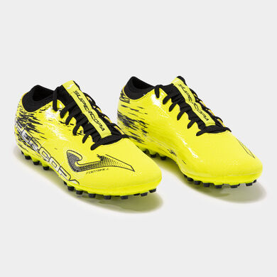 Botas fútbol Supercopa 23 césped artificial AG amarillo flúor negro
