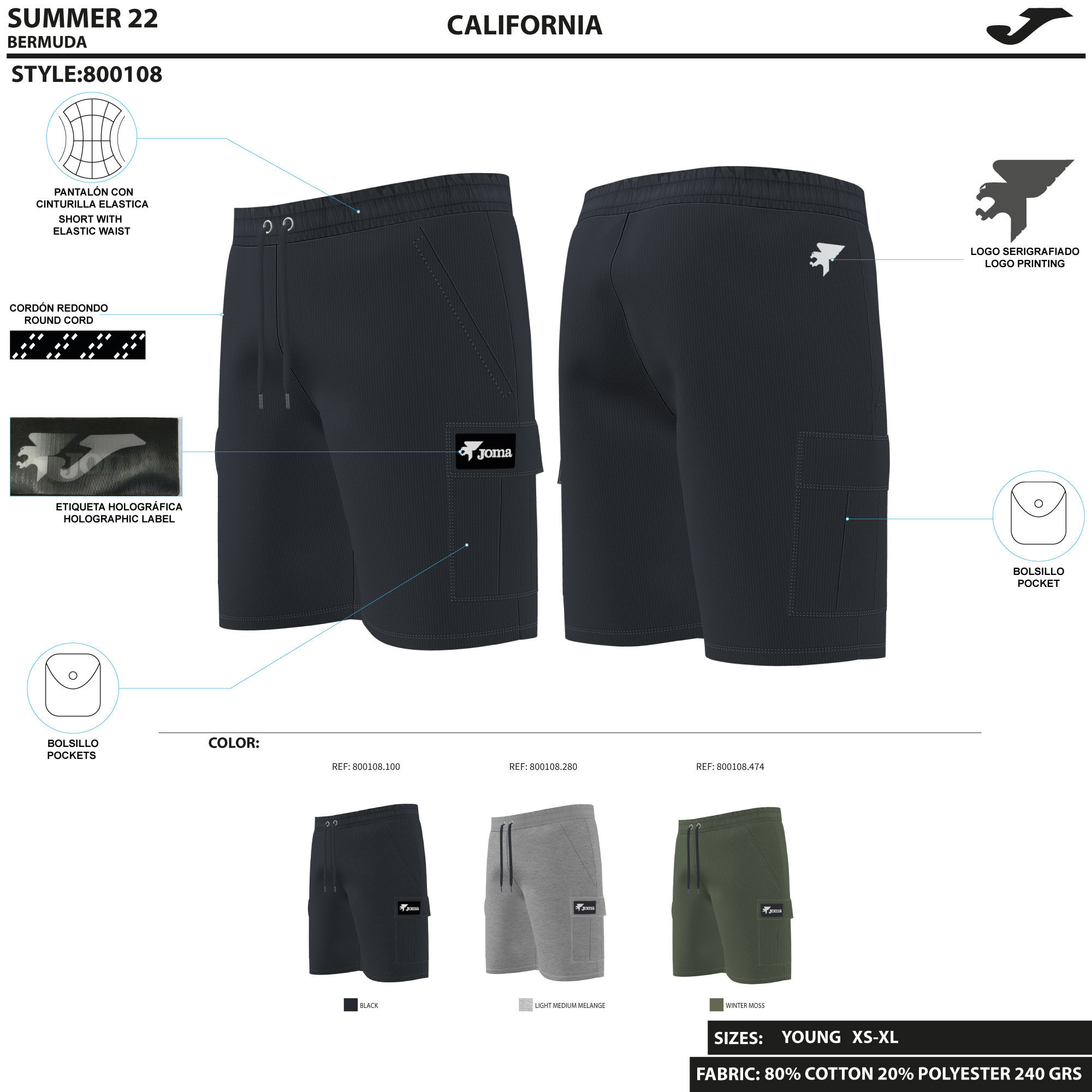 Bermuda shorts man California melange gray