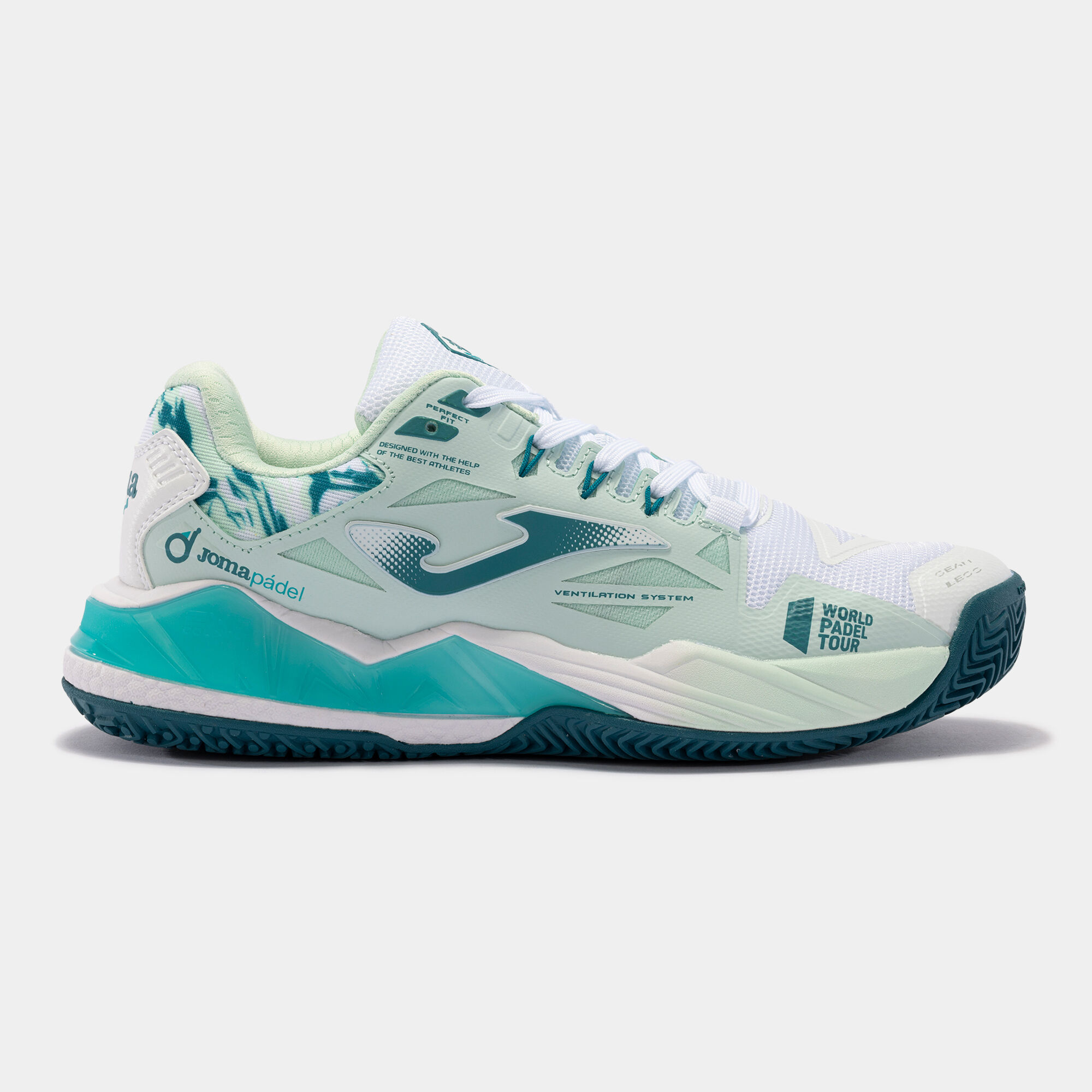 Chaussures T.Spin Lady 23 terre battue femme turquoise blanc