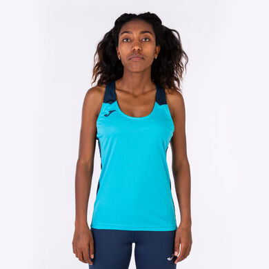 Débardeur femme Record II turquoise fluo bleu marine