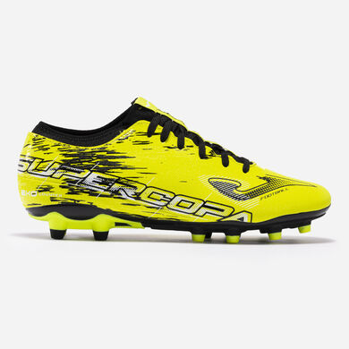 Botas fútbol Supercopa 23 terreno firme FG amarillo flúor negro