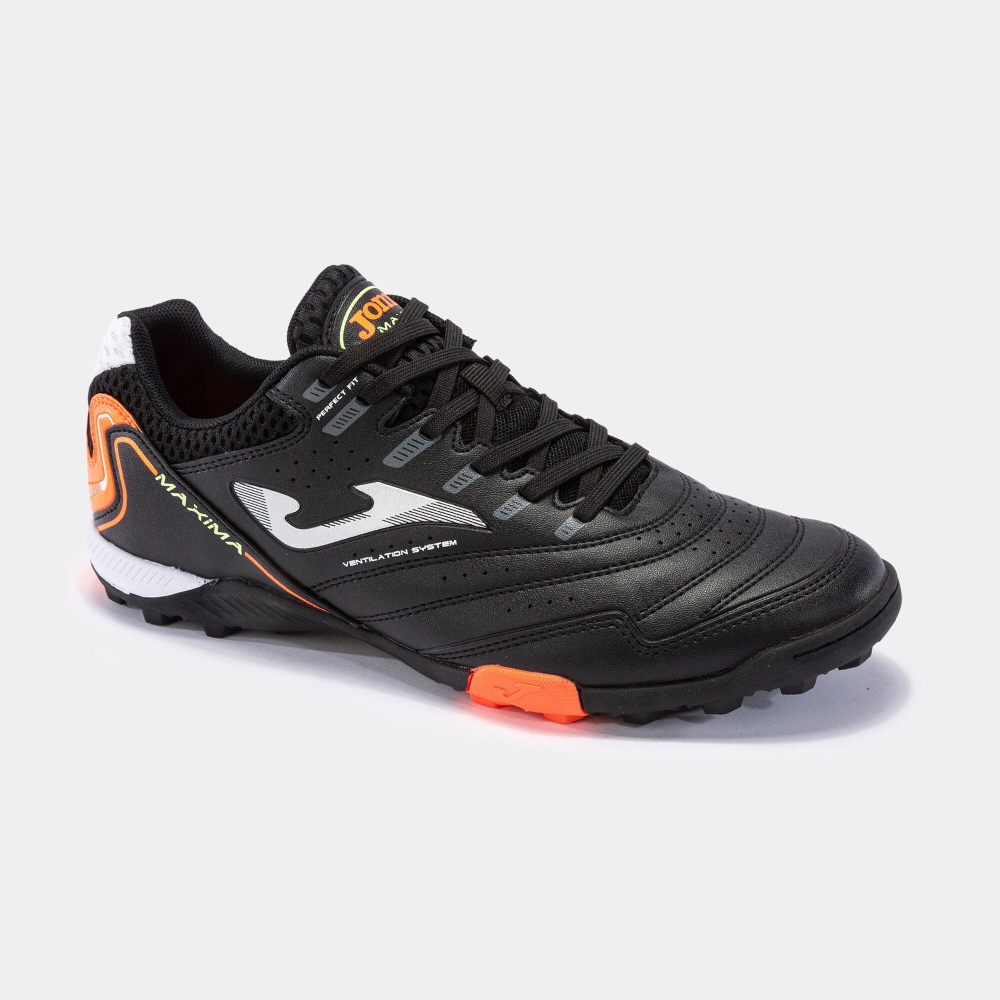 Chaussures football Maxima 23 moquette turf noir orange JOMA