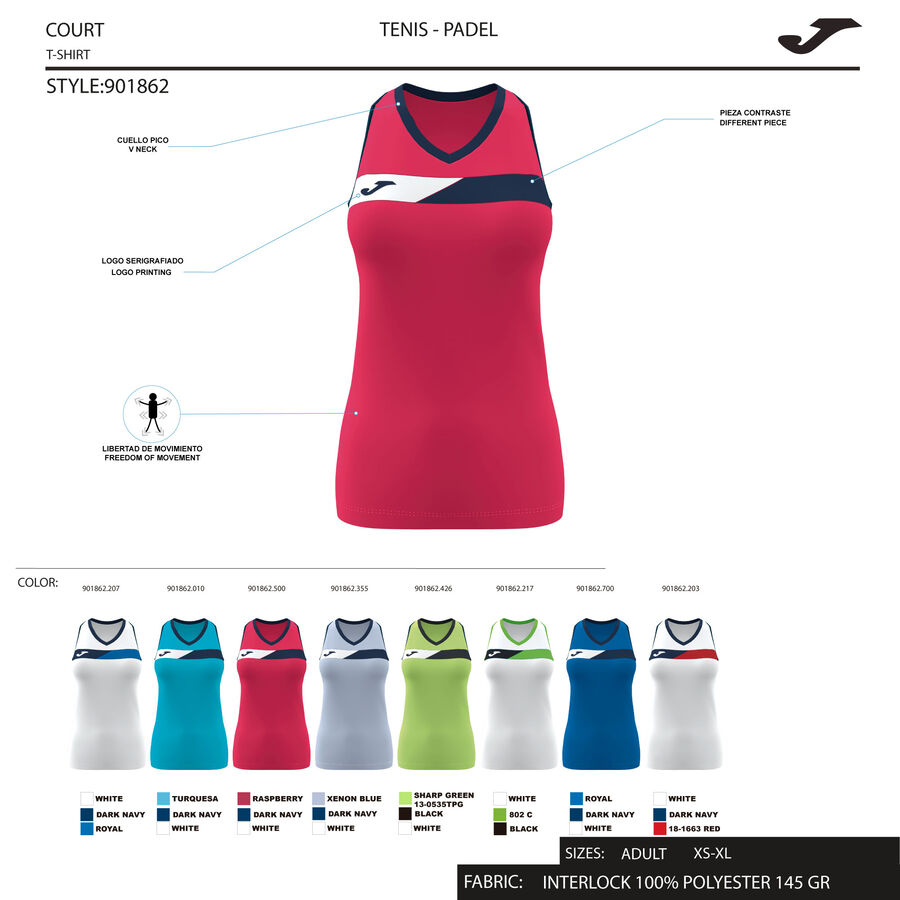 CAMISETA SIN MANGAS COURT