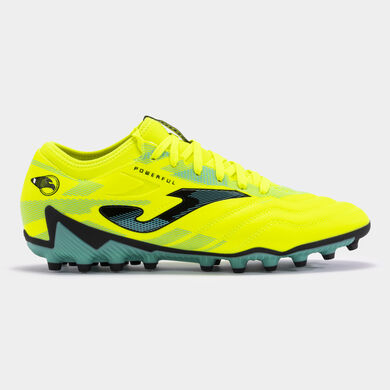 Botas fútbol Powerful 24 césped artificial AG amarillo flúor turquesa