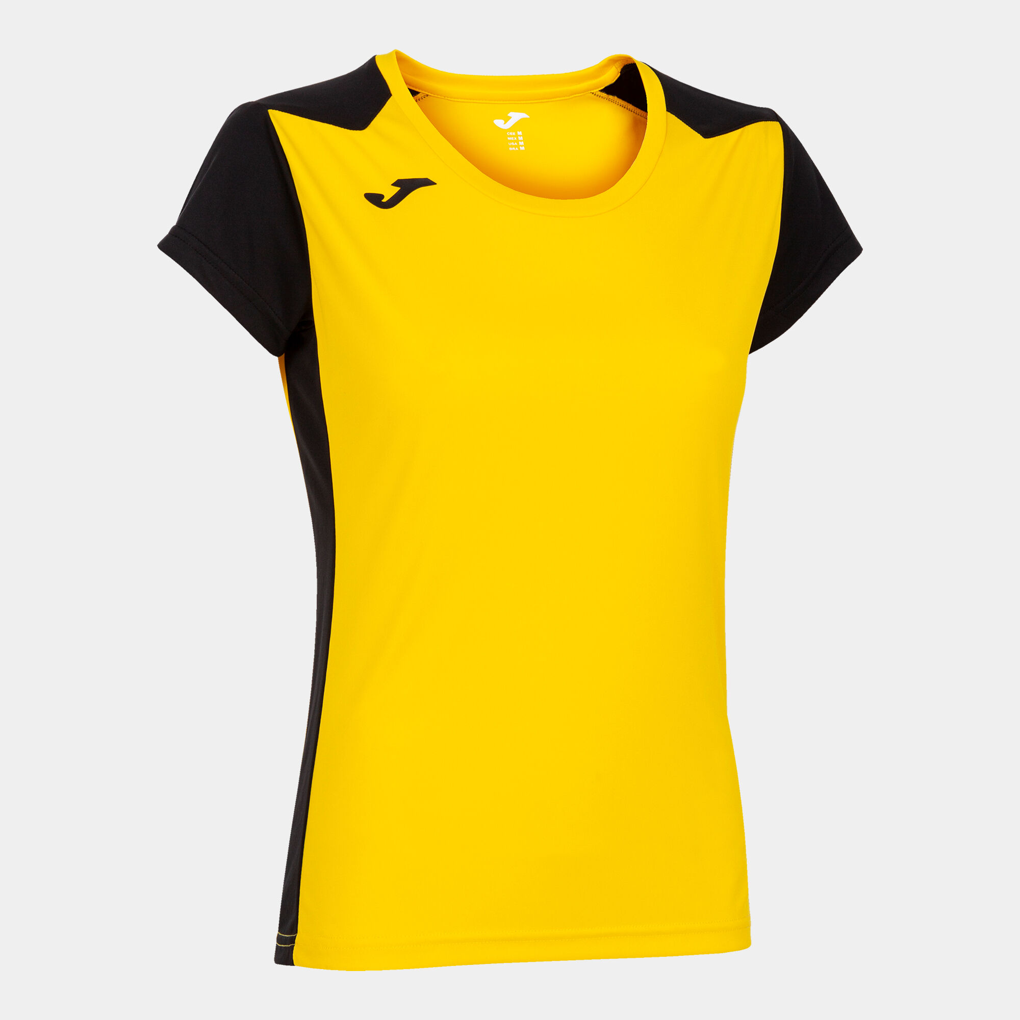 T-shirt manga curta mulher Record II amarelo preto