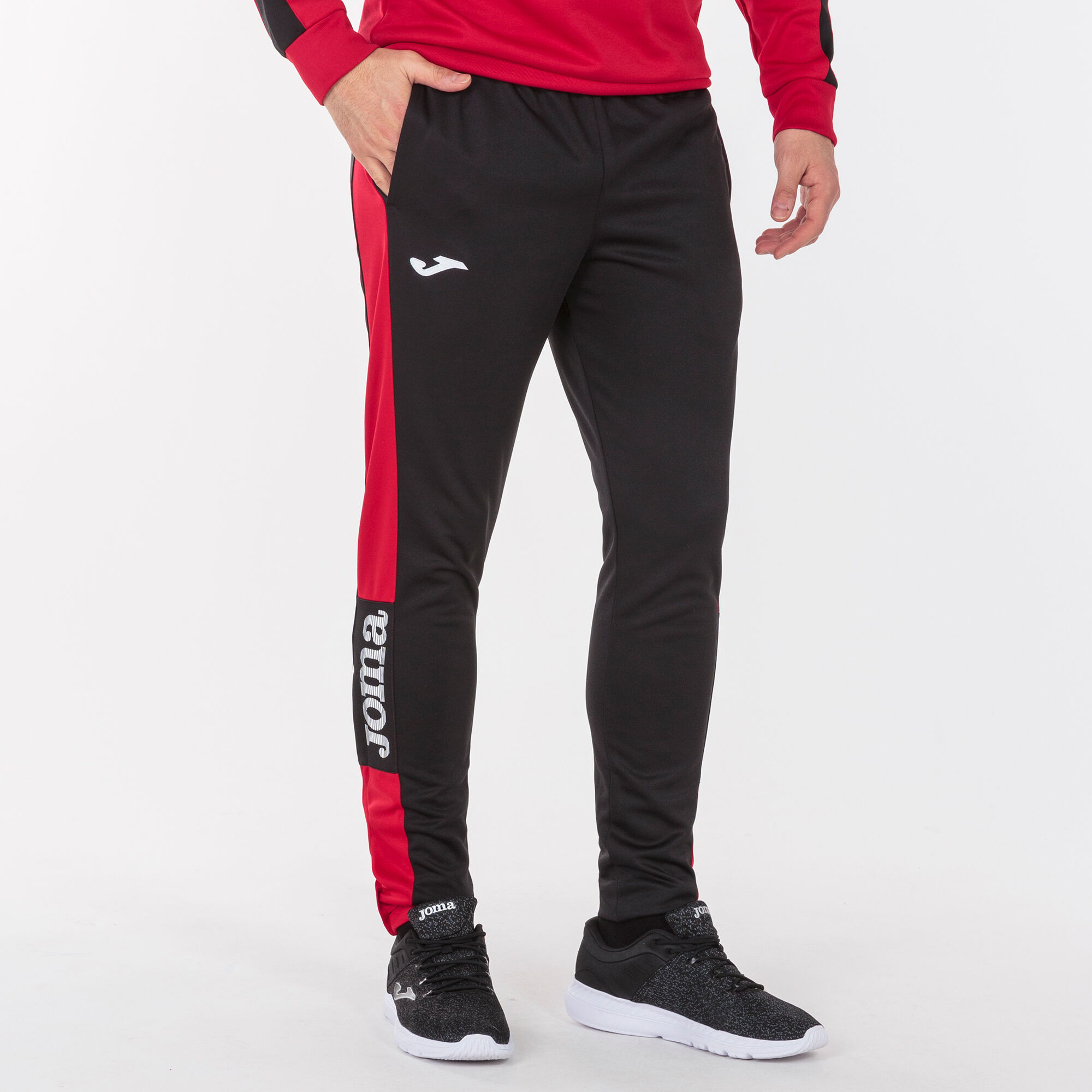 JOMA - Pantalón largo negro y rojo Championship IV Hombre