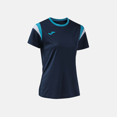 Camiseta manga corta mujer Terra dark navy turquesa fl&uacute;or
