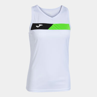 Camiseta sin mangas mujer Court blanco verde flúor