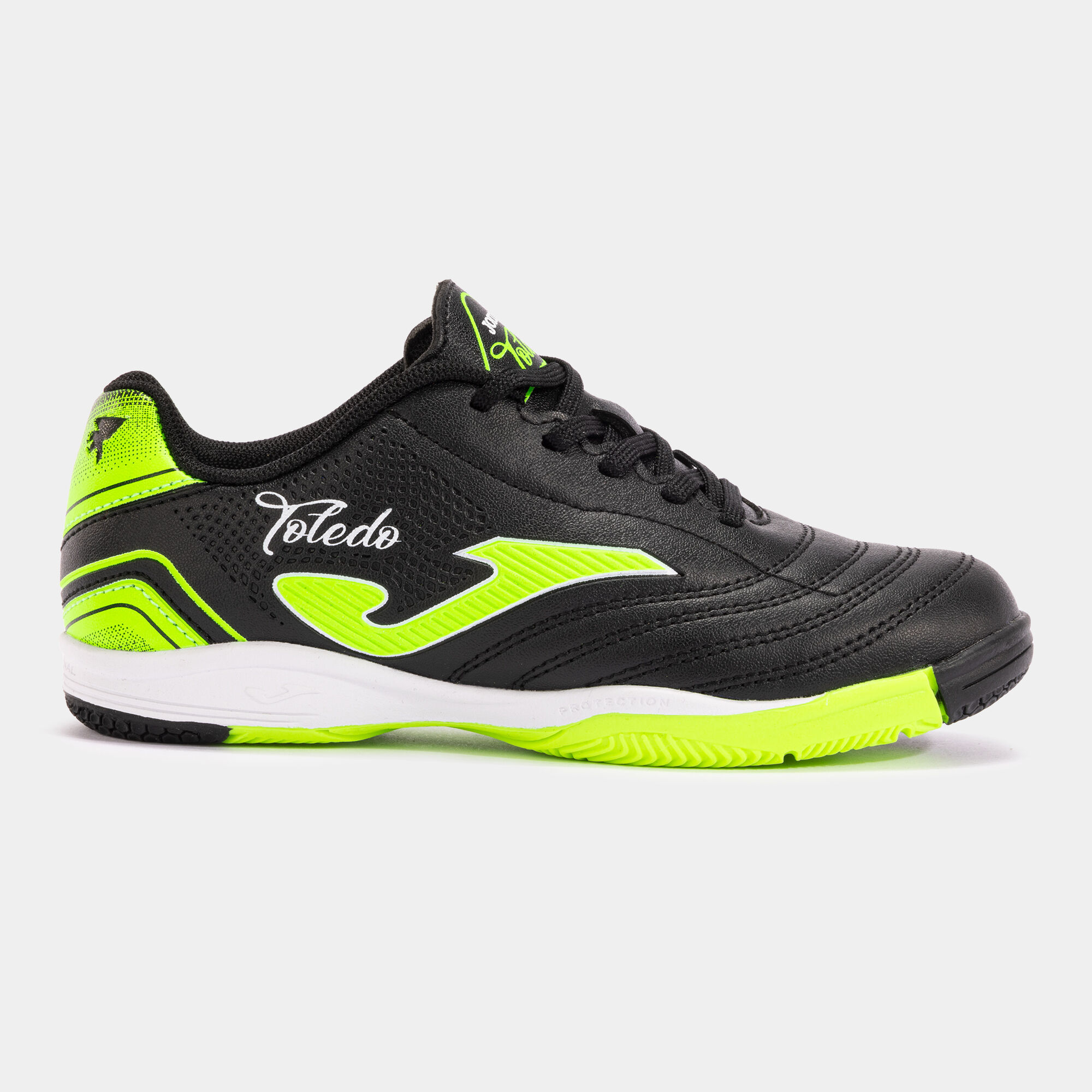Chaussures futsal Toledo Jr 24 indoor junior noir vert fluo